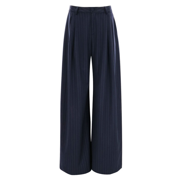 Pinstripe Wool Pleated Trouser image number null