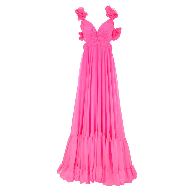 Ruffle Tiered Cut-Out Chiffon Gown image number null