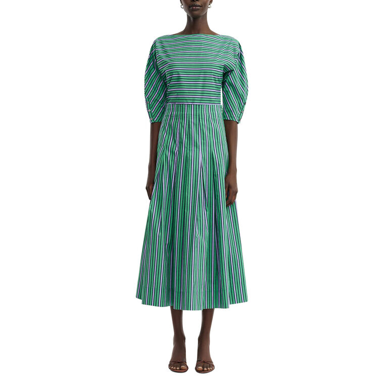 Striped Cotton Full Midi Skirt image number null