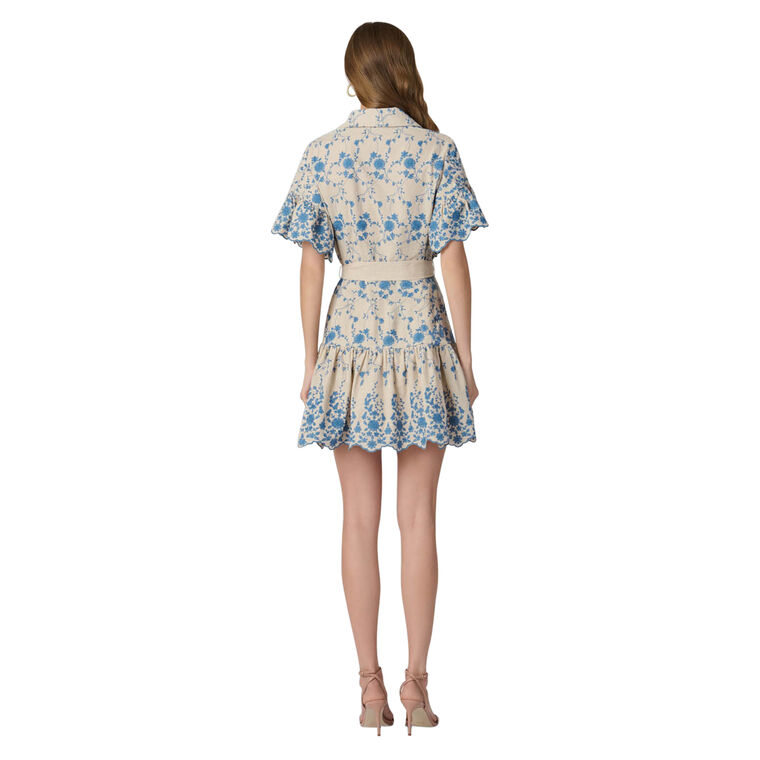 Lima Short Sleeve Belted Button-Front Mini Shirt Dress image number null