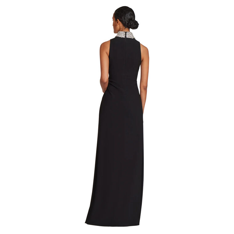 Sleeveless Sarong Skirt Gown With Rhinestone Detail image number null