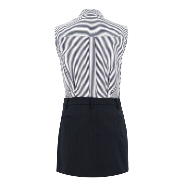 Graham Sleeveless Shirting Combo Mini Dress image number null