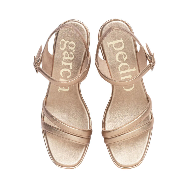 Faline Asymmetrical Midi Wedge Metallic Sandal image number null