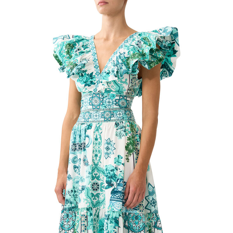 Short Sleeve Ruffle Wrap Top image number null