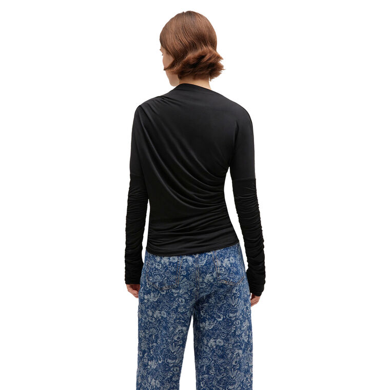 Shiny Jersey Long Sleeve Ruched Top image number null