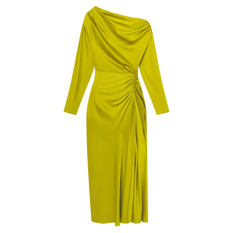 Piper Draped One Shoulder Satin Midi Dress image number null