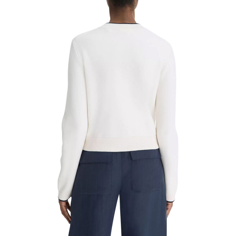 Contrast Tipped Wool-Blend Snap Button Cardigan image number null