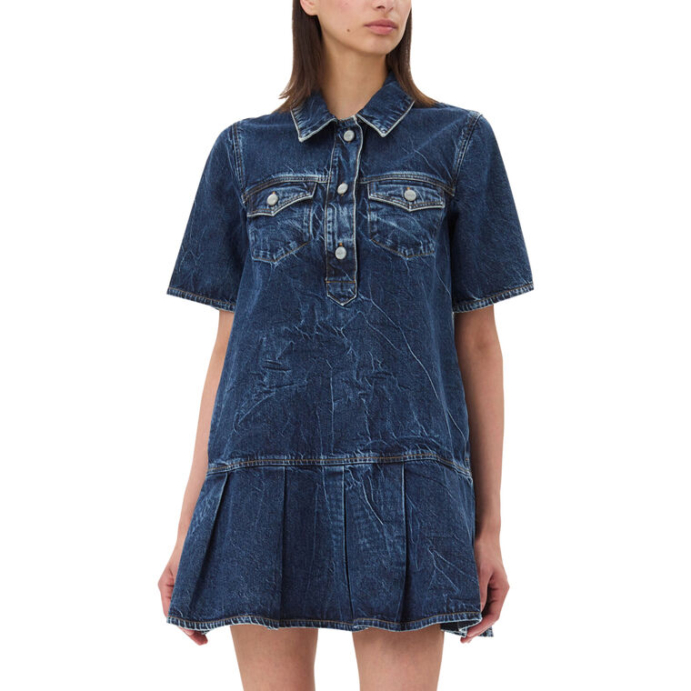 Crinkled Denim Future Mini Dress image number null