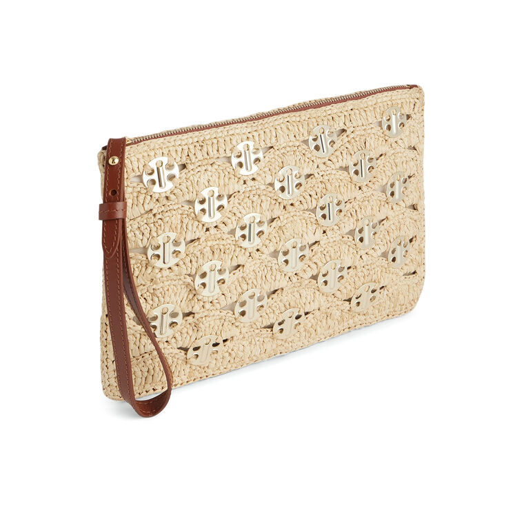 Raffia Disc Zipper Pouch image number null