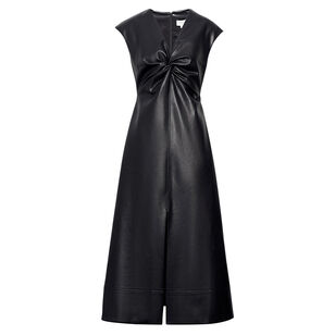 Tracy Short Sleeve Vegan Leather Midi Dress