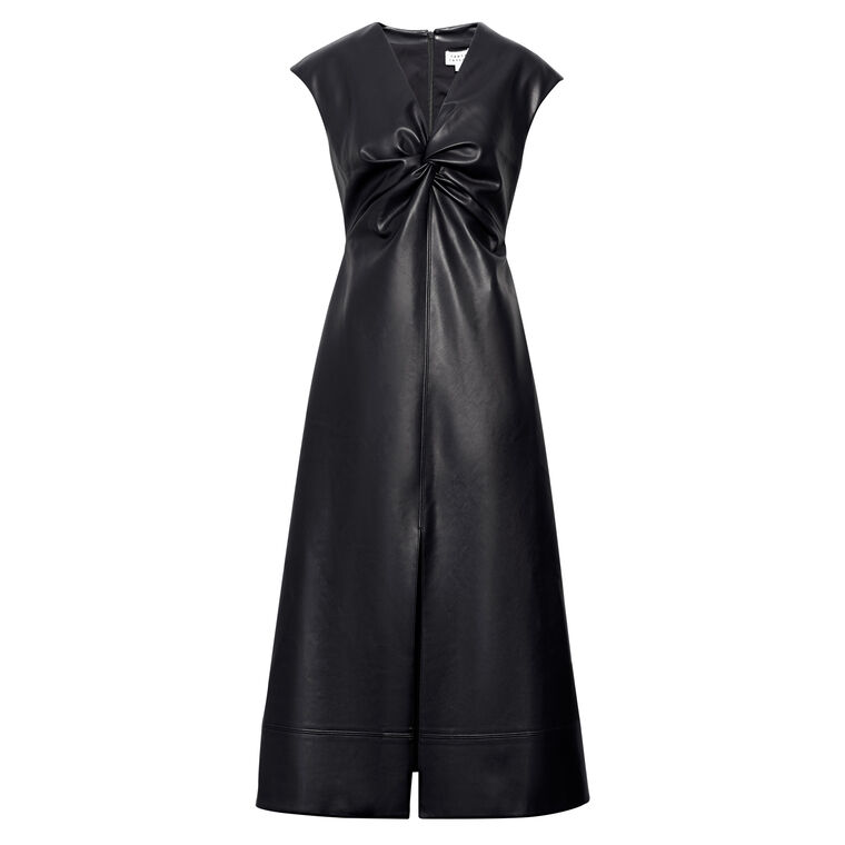 Tracy Short Sleeve Vegan Leather Midi Dress image number null