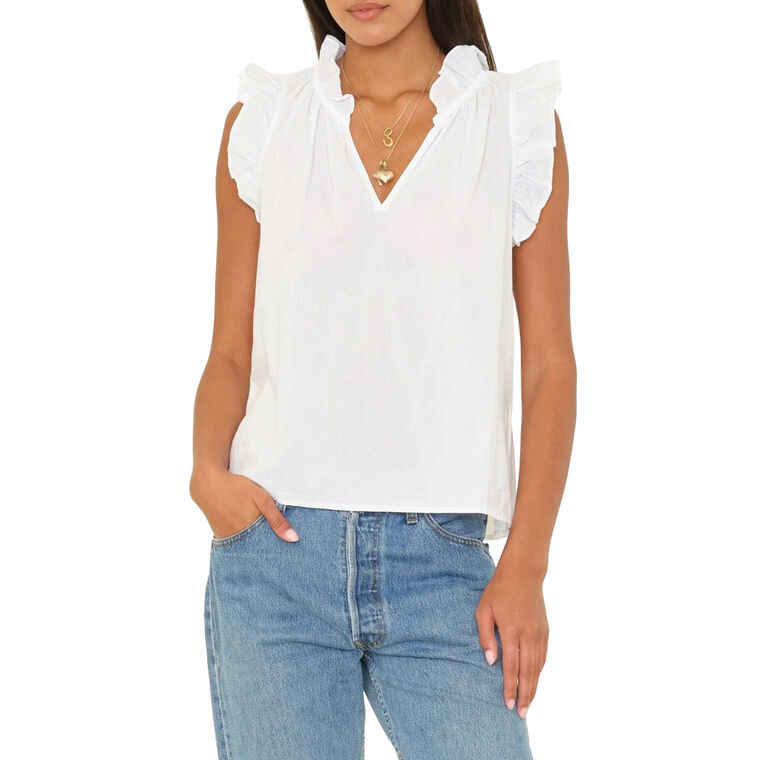 Bex Short Sleeve Ruffle Detail V-Neck Top image number null