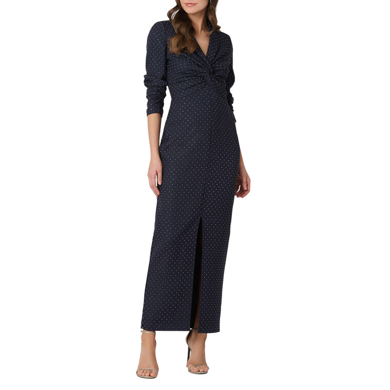 Asher Long Sleeve V-Neck Midi Dress image number null