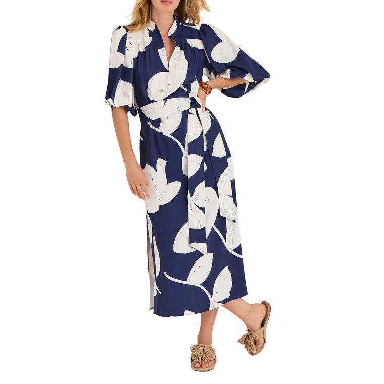 Dani Puff Sleeve Belted Midi Dress image number null