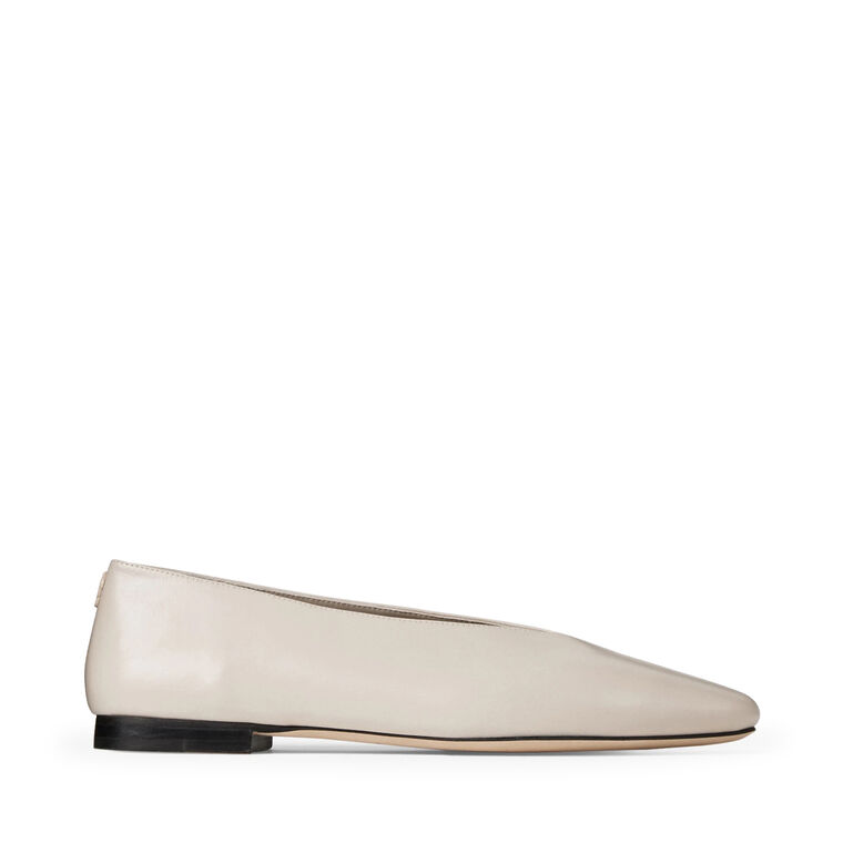 Margot Soft Shiny Biker Leather Point-Toe Ballerina Flats image number null