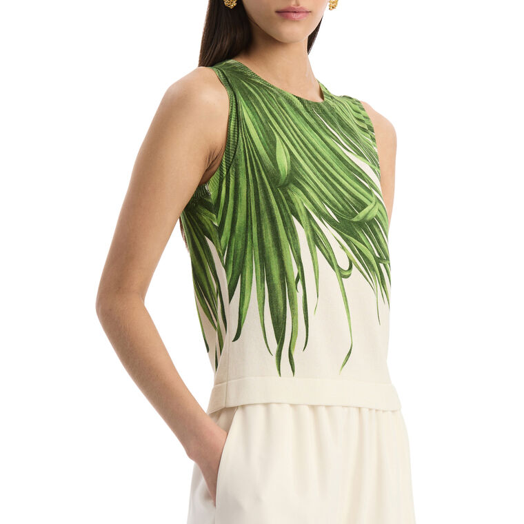 Printed Palm Tree Knit Twinset Tank image number null