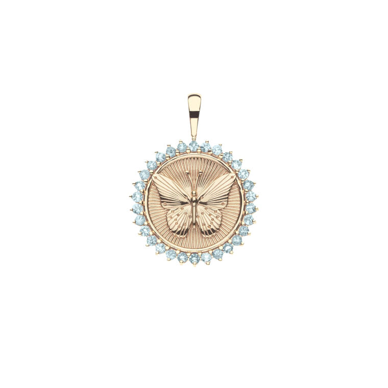 Embellished Pendant Coin On Classic Rolo Chain image number null