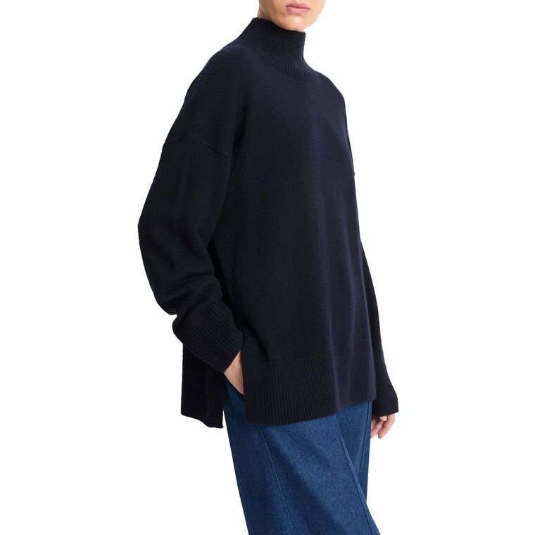 Wool-Cashmere Drop-Shoulder Turtleneck Sweater image number null