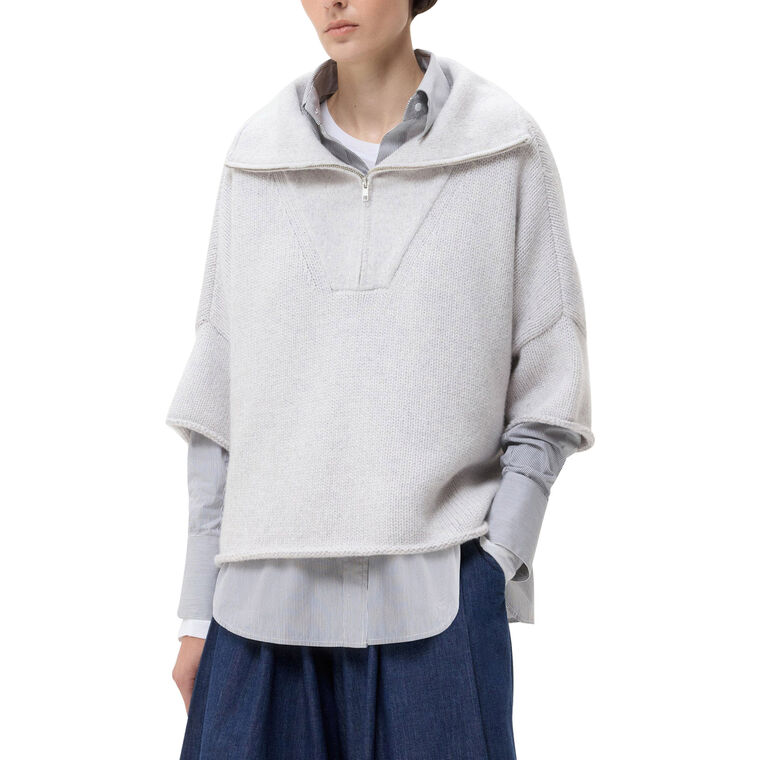In The Morning Paneled Quarter-Zip Cashmere Sweater image number null
