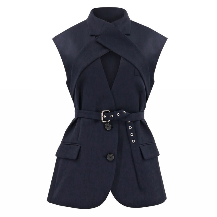 Criss Cross Belted Short Sleeve Jacket image number null