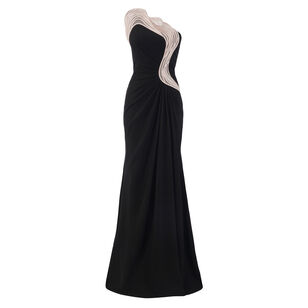 Ruffle Drape Crepe Gown