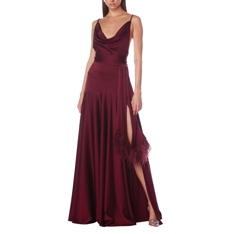 Leo Sleeveless Cowl Neck Gown With Front Slit image number null