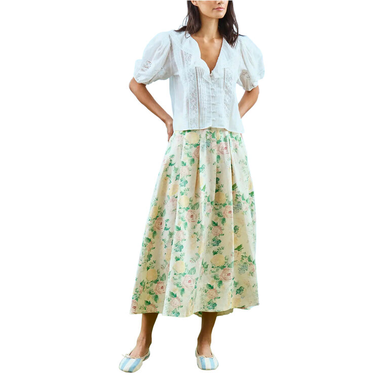 Alexis Floral Pleated Midi Skirt image number null