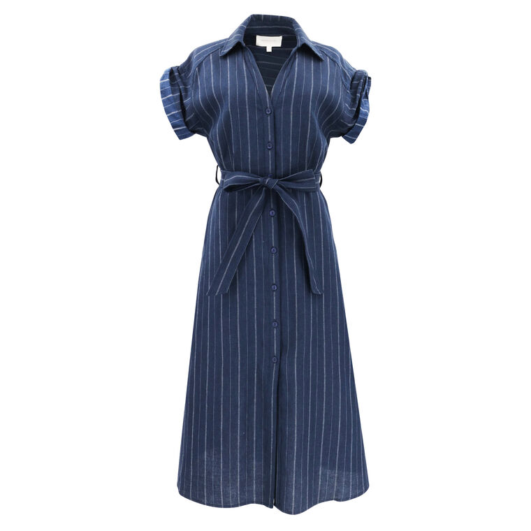 The Fia Belted Stripe Midi Dress image number null