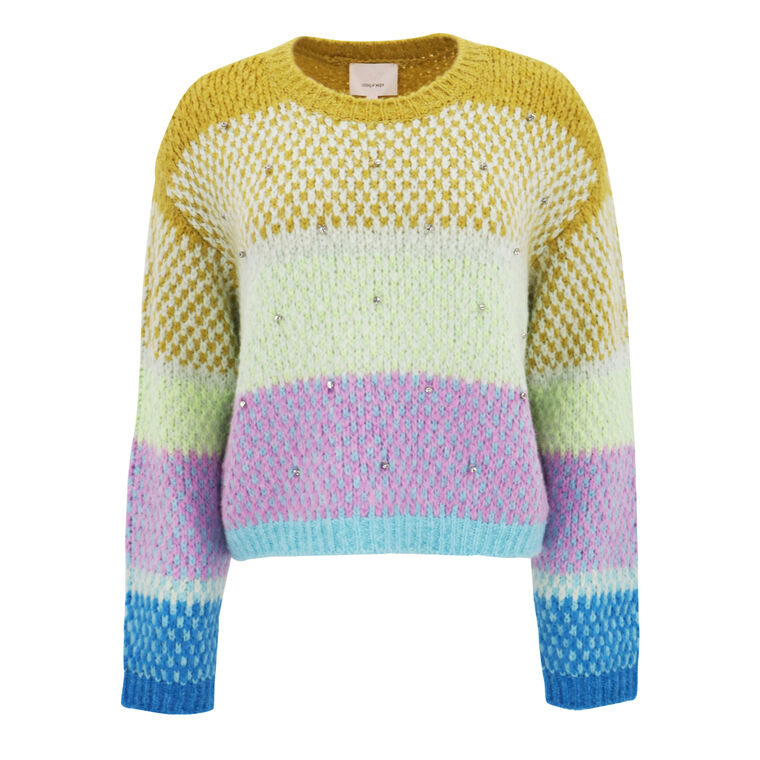 Caspar Ombre Stripe Crewneck Sweater image number null