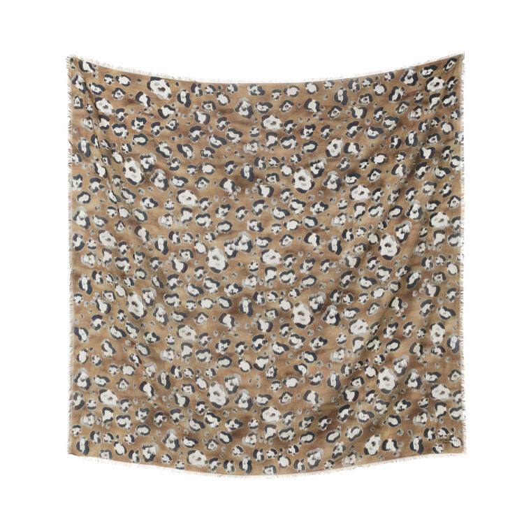 Leopard Print Cotton-Silk Scarf image number null