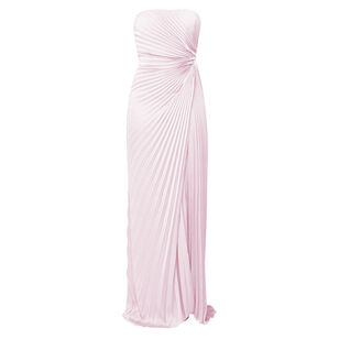 Layla Sleeveless Ruched Pleated Satin Gown