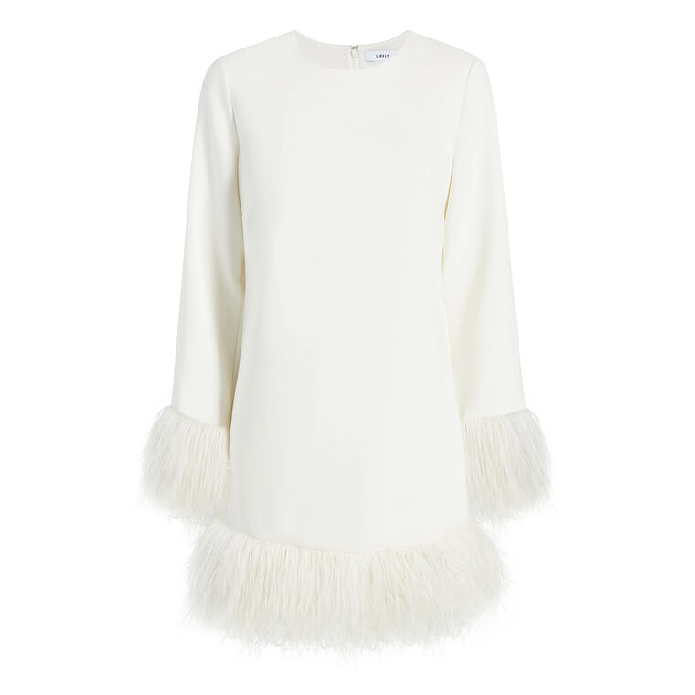 Marullo Feather Trim Long Sleeve Dress image number null