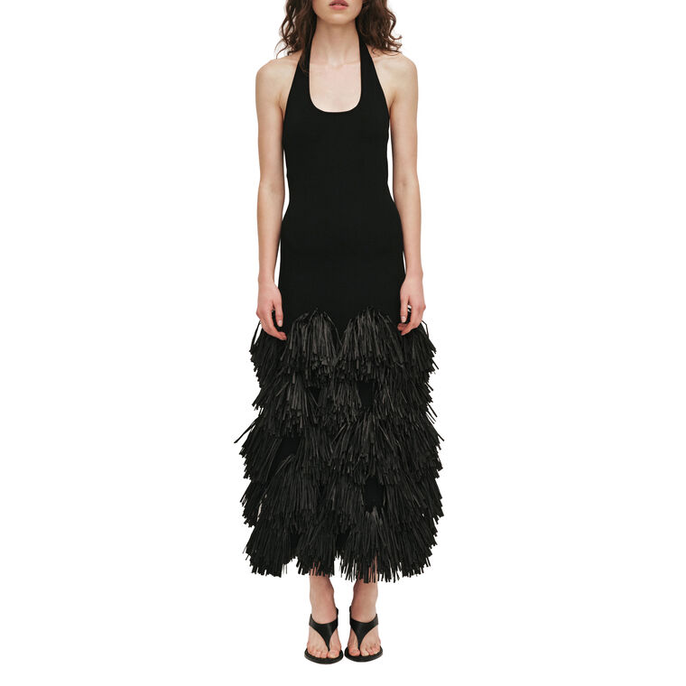 Elva Sleeveless Raffia Knit Midi Dress image number null