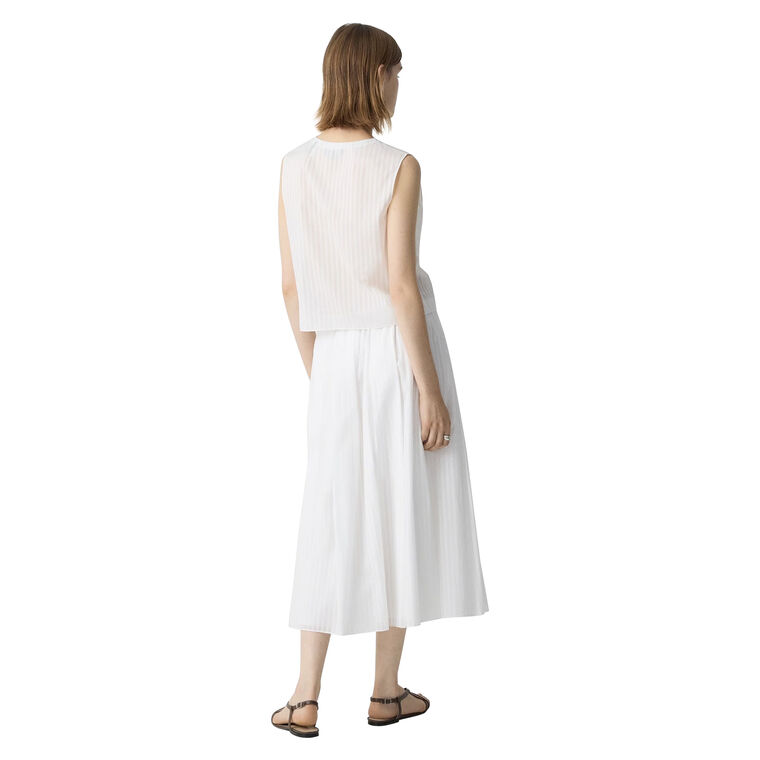 Pleated A-Line Midi Skirt In Linear Cotton image number null