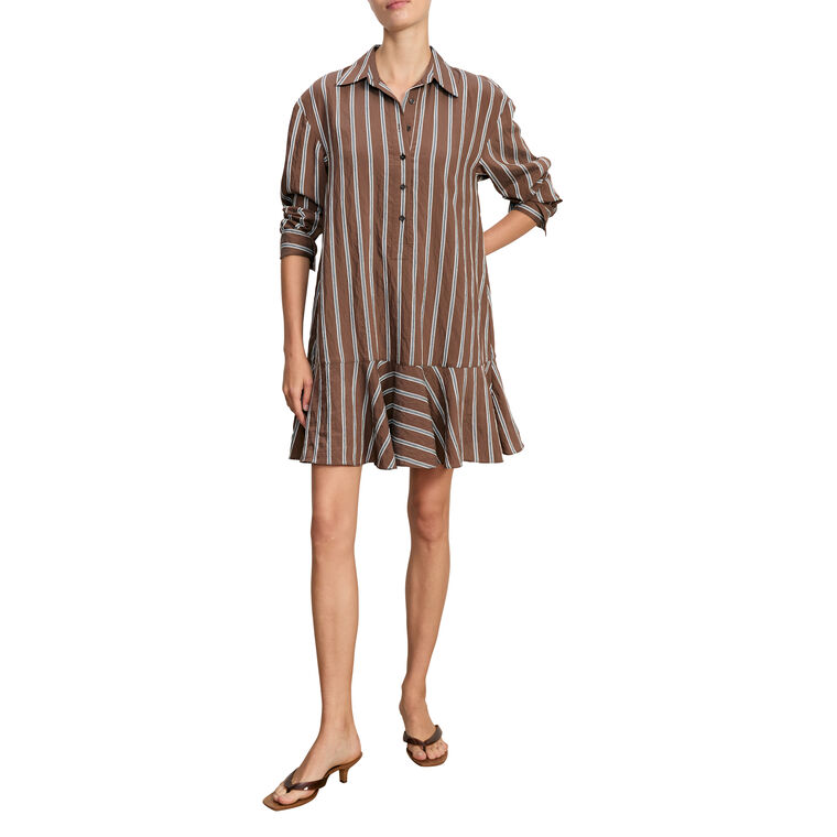 Azriel Long Sleeve Mini Shirtdress image number null