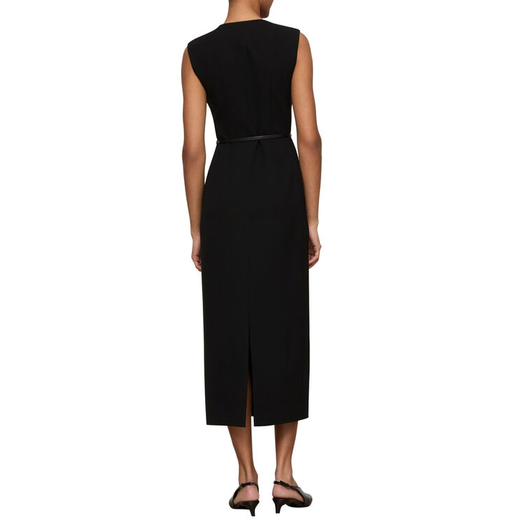 Sleeveless Sheath Midi Dress With Leather Belt image number null