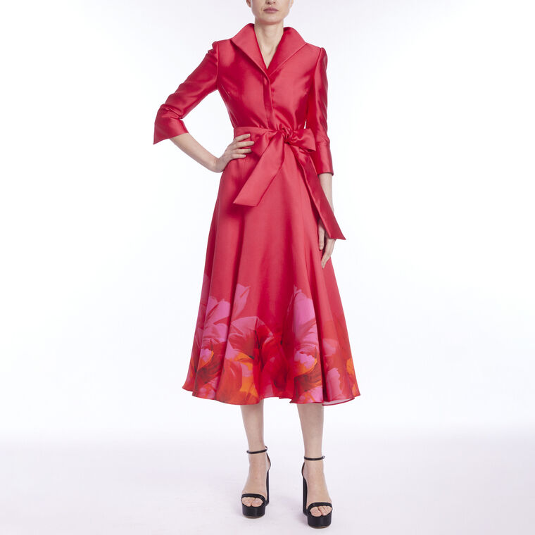 Taffeta Cocktail Dress With Full Skirt And Sash image number null