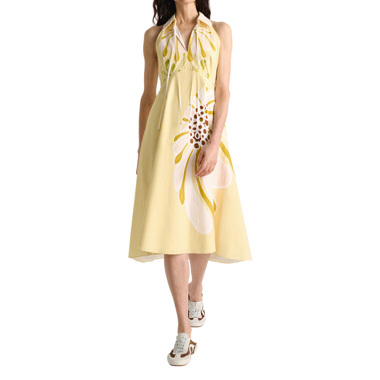 Floral Power Sleeveless Poplin Midi Dress image number null