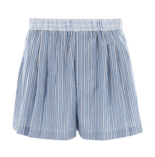 Helmi Striped Shirting Pleat Shorts