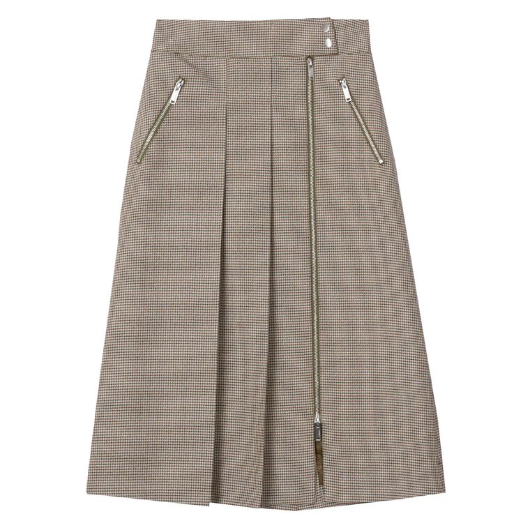 Houndtooth Tweed Midi Skirt image number null