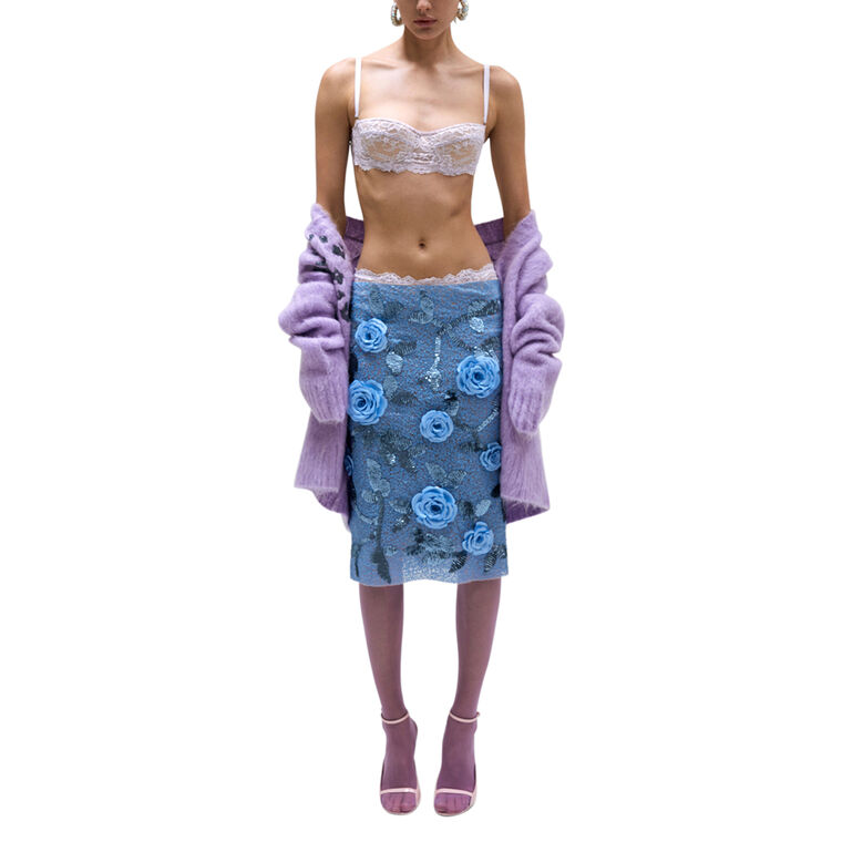 Classic Embroidered Sequins Midi Skirt image number null
