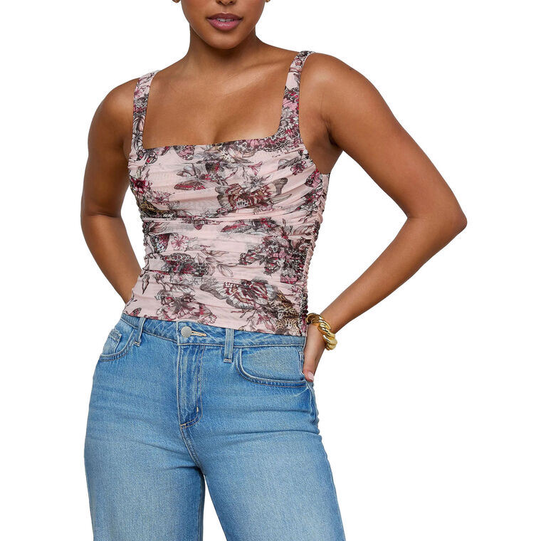 Rasha Shirred Mesh Tank Top image number null