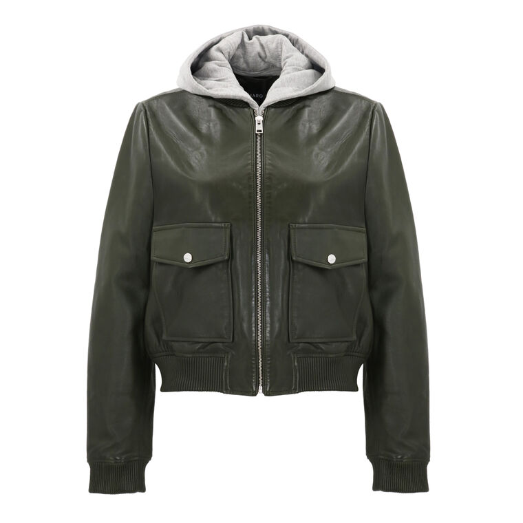 Candace Leather Bomber Jacket image number null