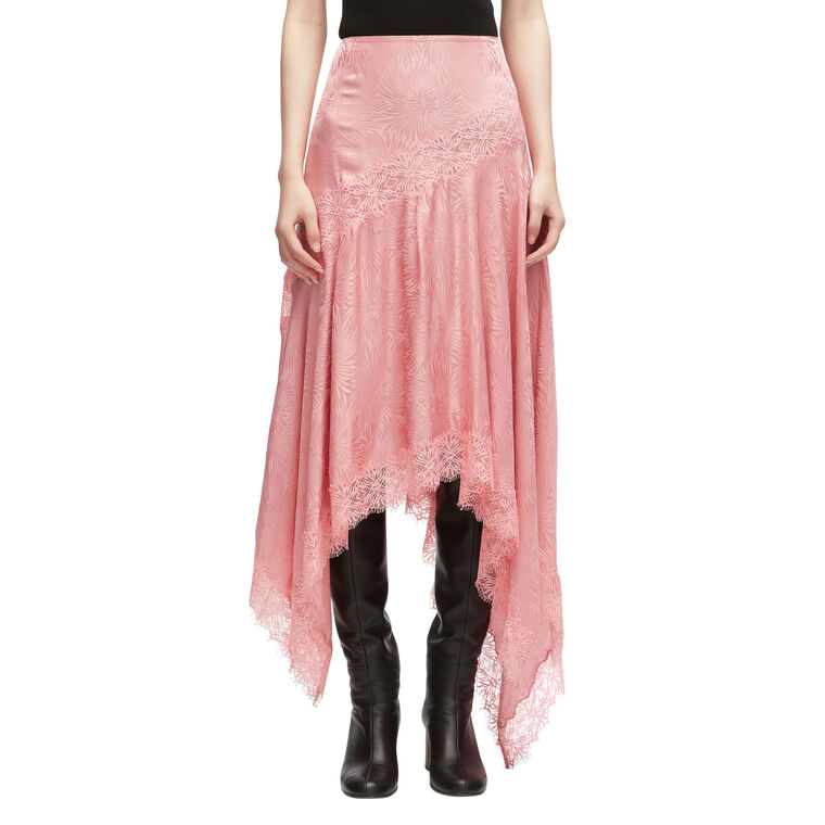 Satin Midi Skirt With Lace Insert image number null