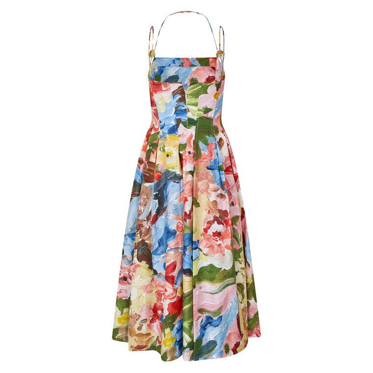 Double Strap High-Volume Midi Dress image number null
