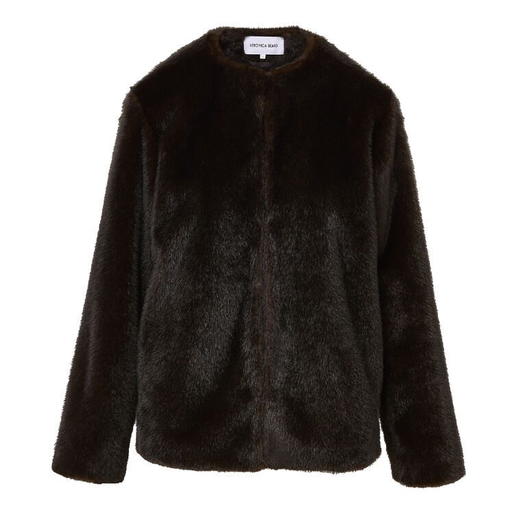 Griselda Collarless Faux Fur Coat image number null