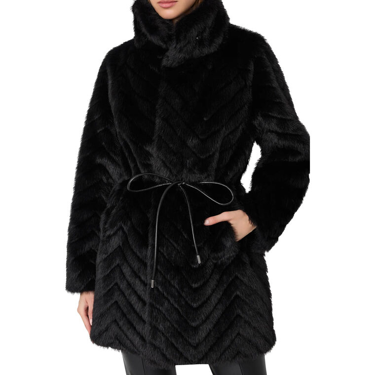 Dayna Quilted Faux Fur Coat image number null