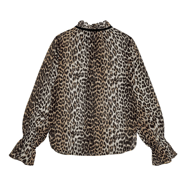 Printed Viscose Chiffon Tie Neck Shirt image number null