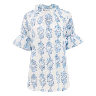 Crosby Short Sleeve Palmetto Leaf Print Top
