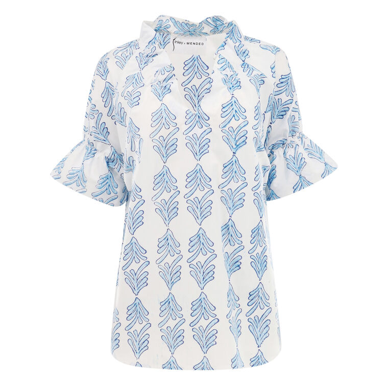 Crosby Short Sleeve Palmetto Leaf Print Top image number null